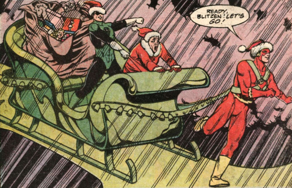 Flash green lantern santa claus