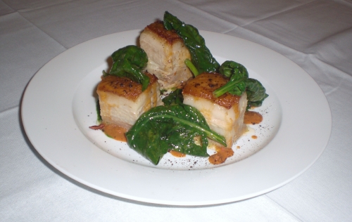 Pancetta, ricci di mare e spinaci