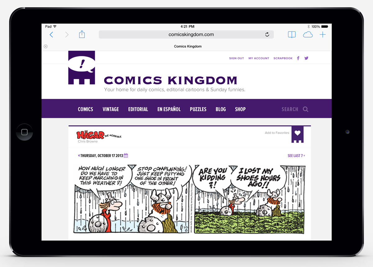 Comics kingdom iPad hori