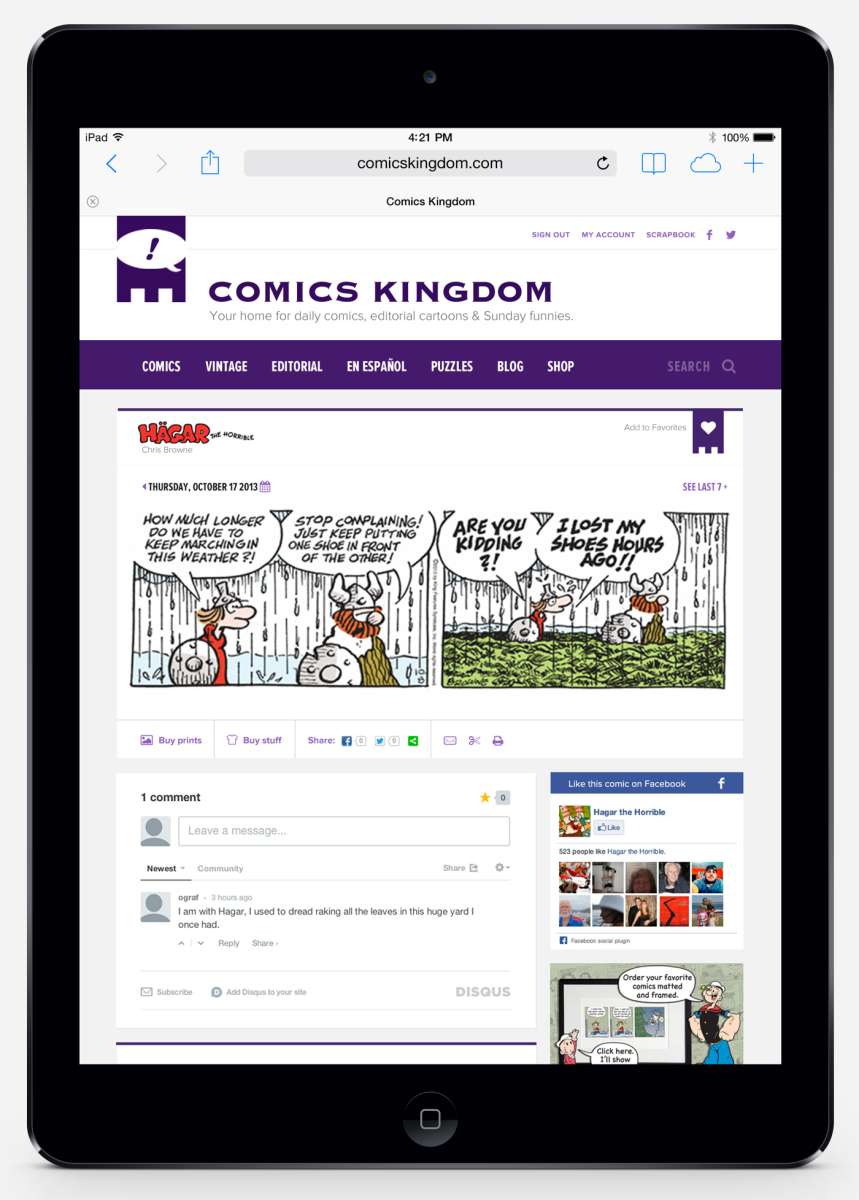 Comics kingdom iPad vert