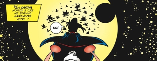 Paperinik contro gli Evroniani in una suggestiva inquadratura