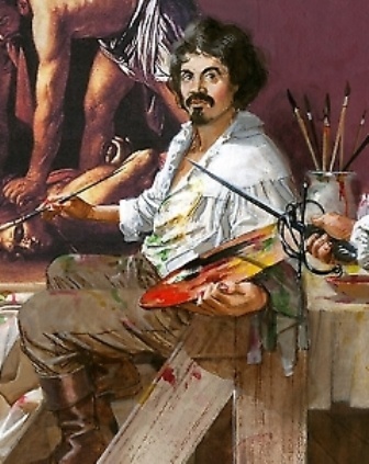 Partciolare della copertina di "Uccidete Caravaggio!"