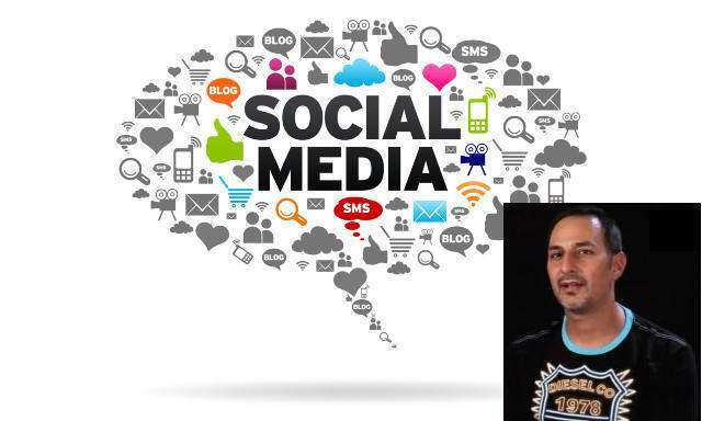 Social Media speech bubble on white background.