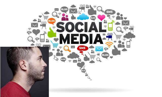 Social Media speech bubble on white background.