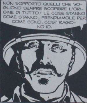 Le capacità dialettice del Conte, disegnato da Laci, in Adam Wild#4 - L'anello mancante .