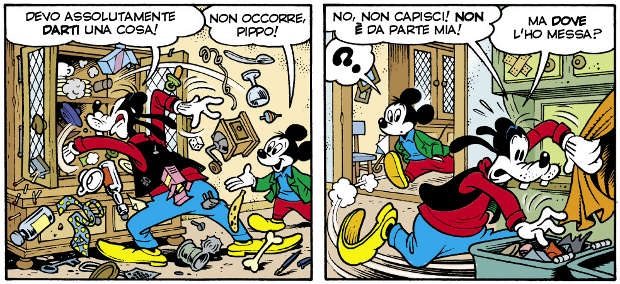 Molto jacovittiana la casa di Pippo e la sua scarpa nella seconda vignetta