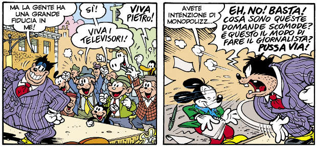 Topolino giornalista e Gambadilegno suo avversario