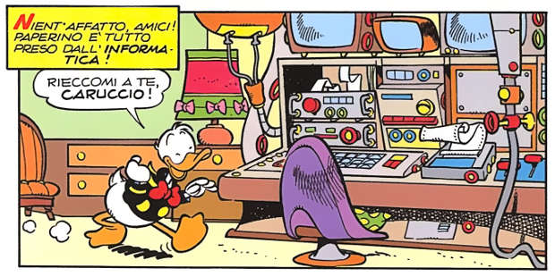 Paperino si prepara a programmare, da La difesa computerizzata