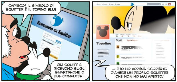Il profilo fake di Topolino da La sfida all'ultimo squitt