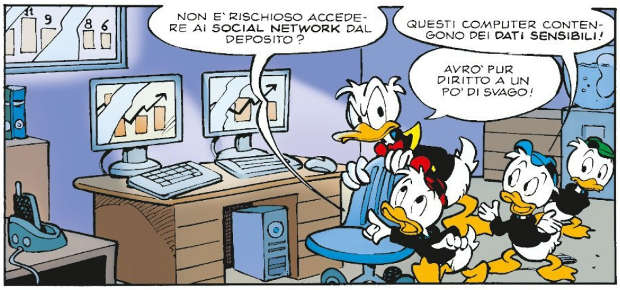 I nipotini provano ad avvisare Paperino, da Il disastro social
