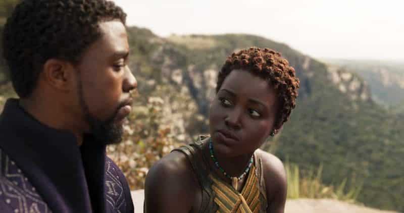 Marvel Studios' BLACK PANTHERL to R: T'Challa/Black Panther (Chadwick Boseman) and Nakia (Lupita Nyong'o)Ph: Film Frame©Marvel Studios