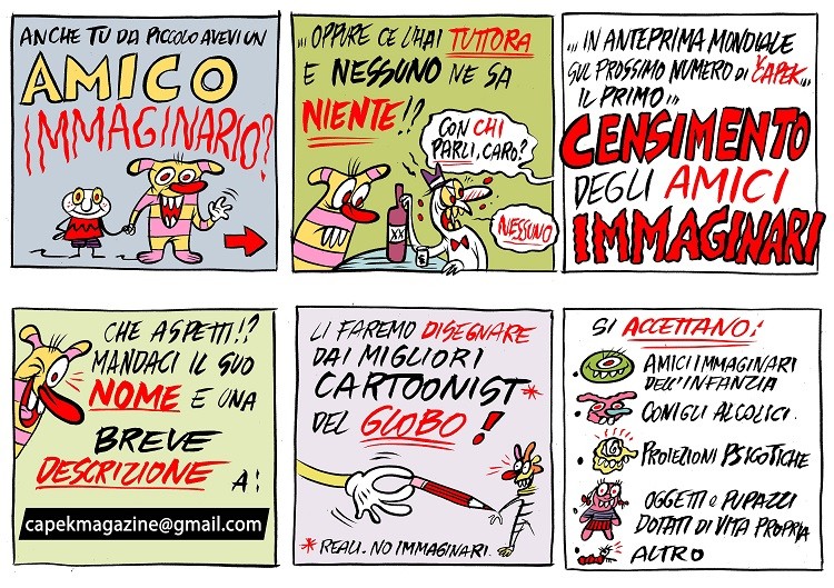 La campagna di arruolamento di Amici Immaginari, disegnata da Hurricane