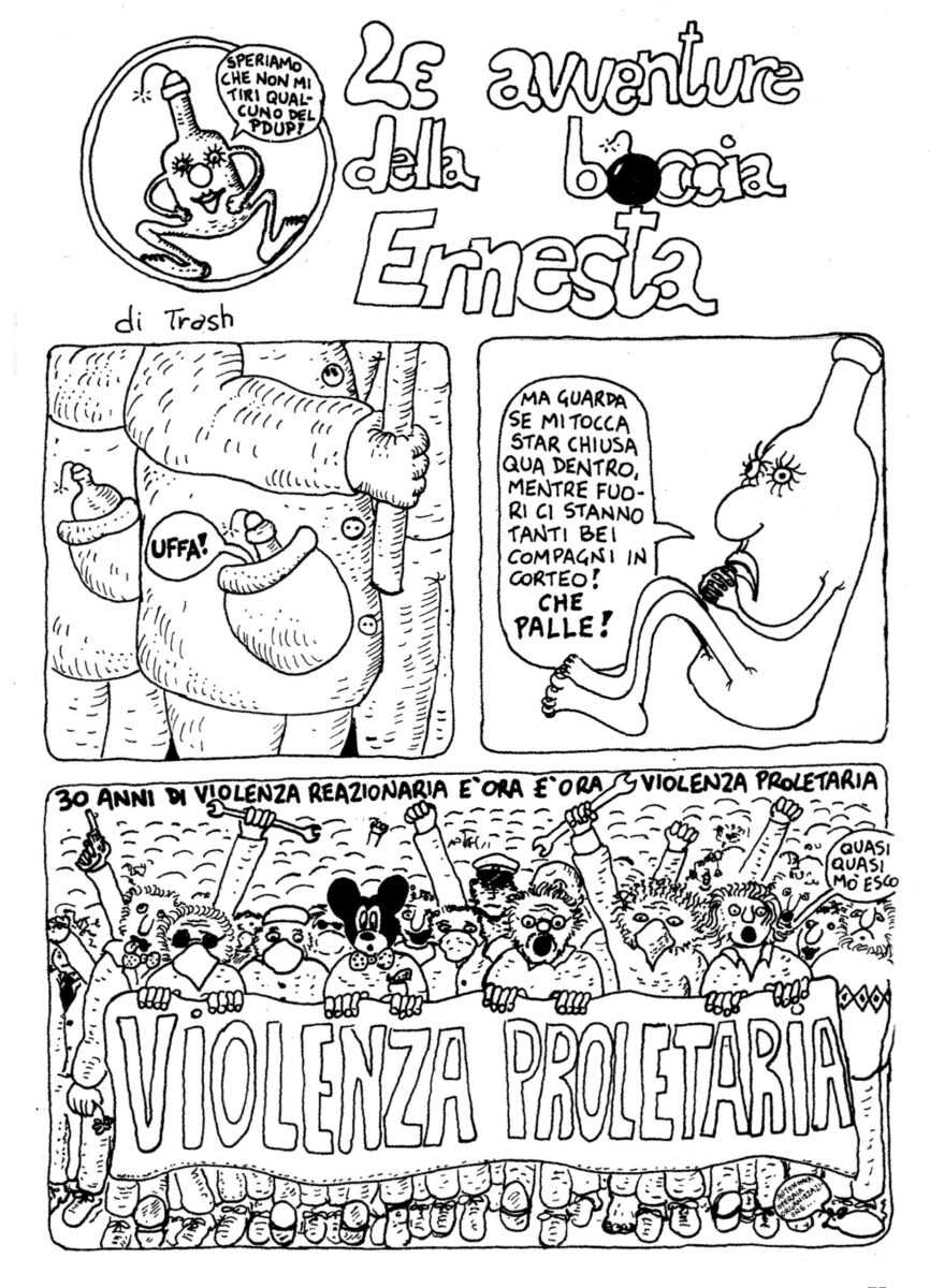 Prima pagina de Le avventure della Boccia Ernesta, il primo fumetto di Marco D'alessandro apparso su Cannibale 1