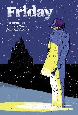 Disegno di una donna nella neve illuminata da una torcia