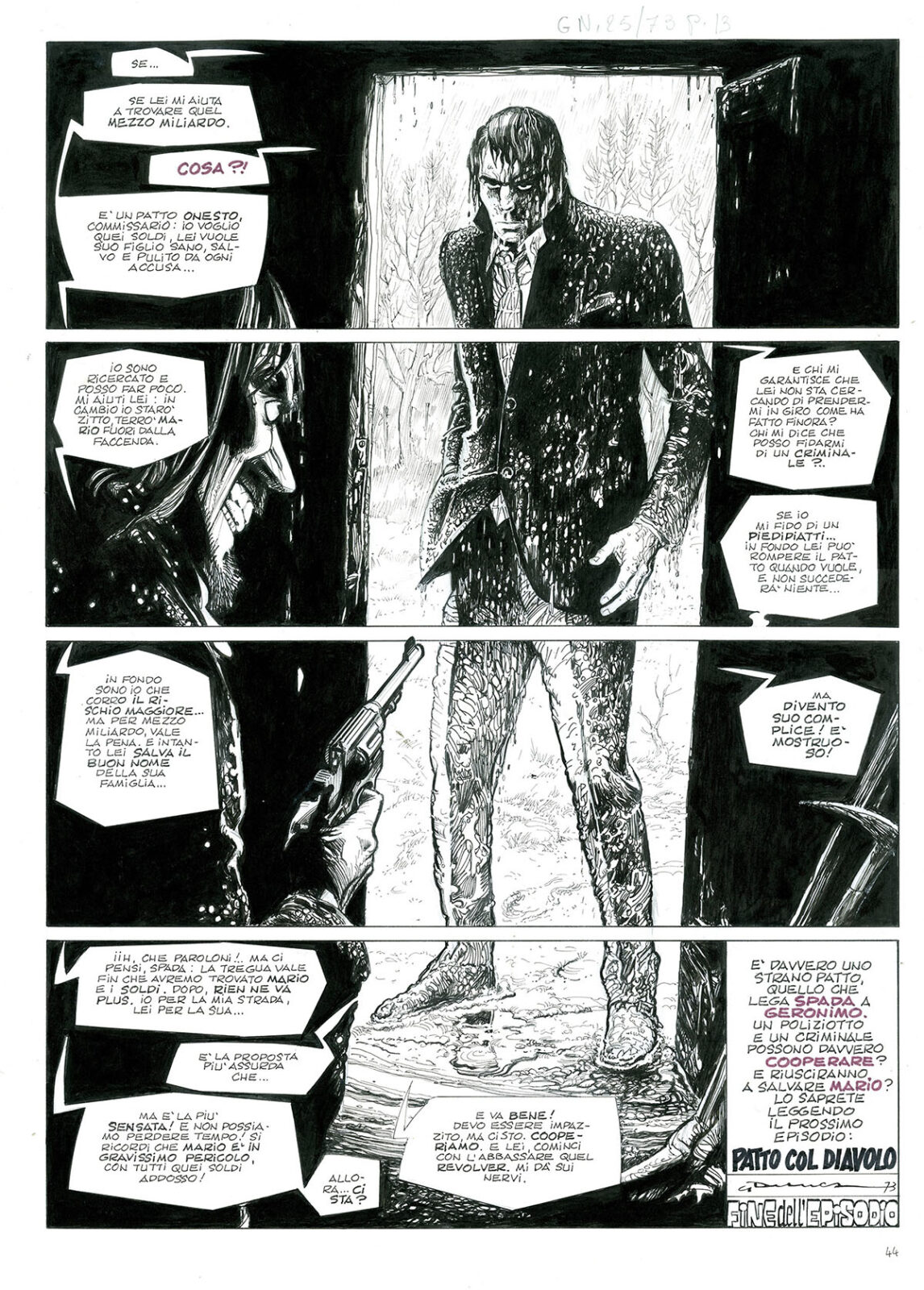 Una Pagina Dalla Storia Del Commissario Spada Geronimo, In Cui De Luca Scompone L'immagine In Una Serie Di Vignette